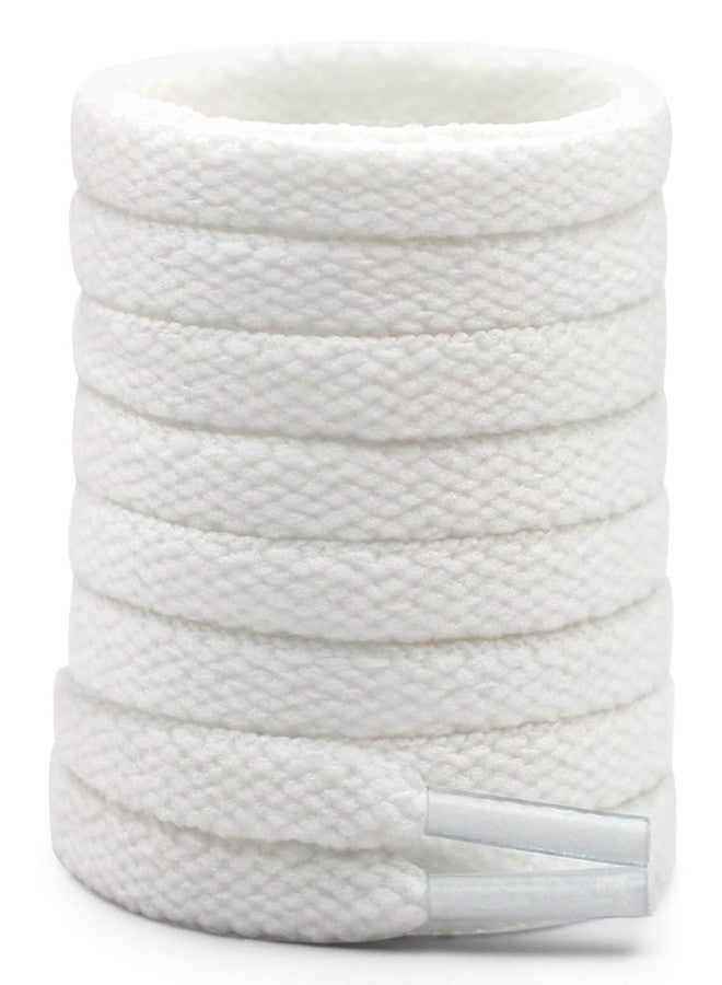 DELELE Flat Shoe Laces for Sneakers: 63 inch White 6/25 inch Narrow Athletic Shoelaces 2 Pair - Image 1
